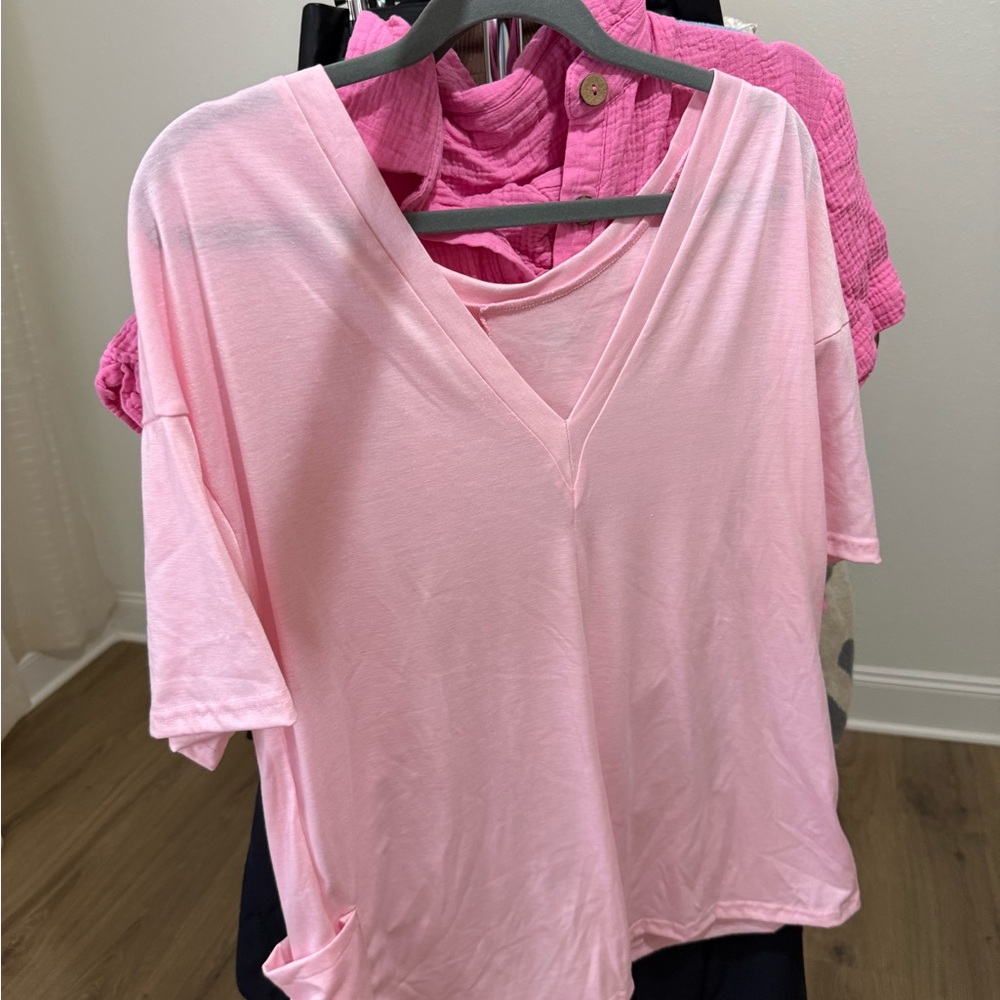 Women's Pink Relaxed Tee romper - Picture 1 of 2